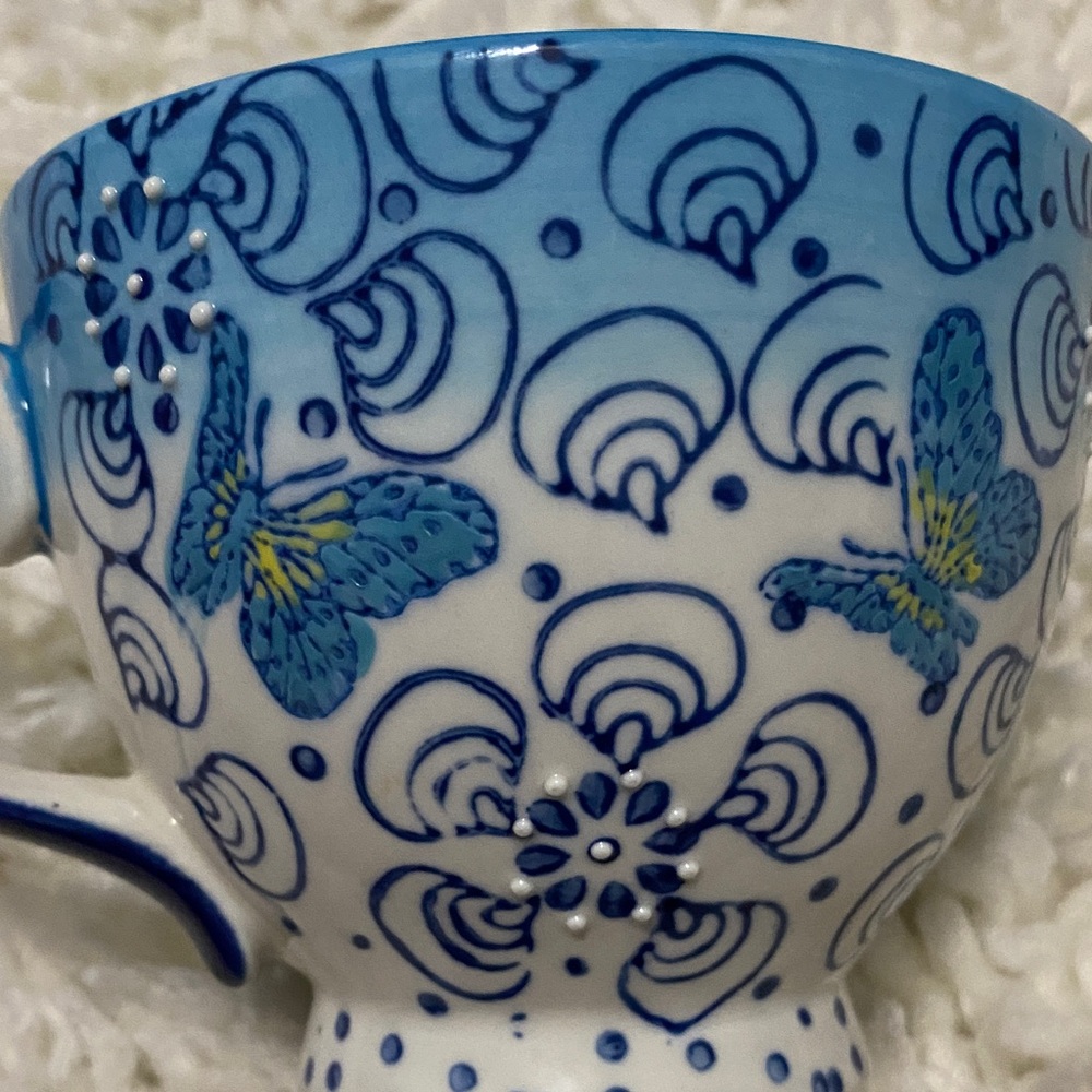 Dutch wax by coastline imports, elegant teacup style Blue Butterfly Ceramic Mug - Picture 14 of 16